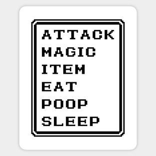 Final Fantasy Battle Menu Eat Poop Sleep White Mage Version Sticker